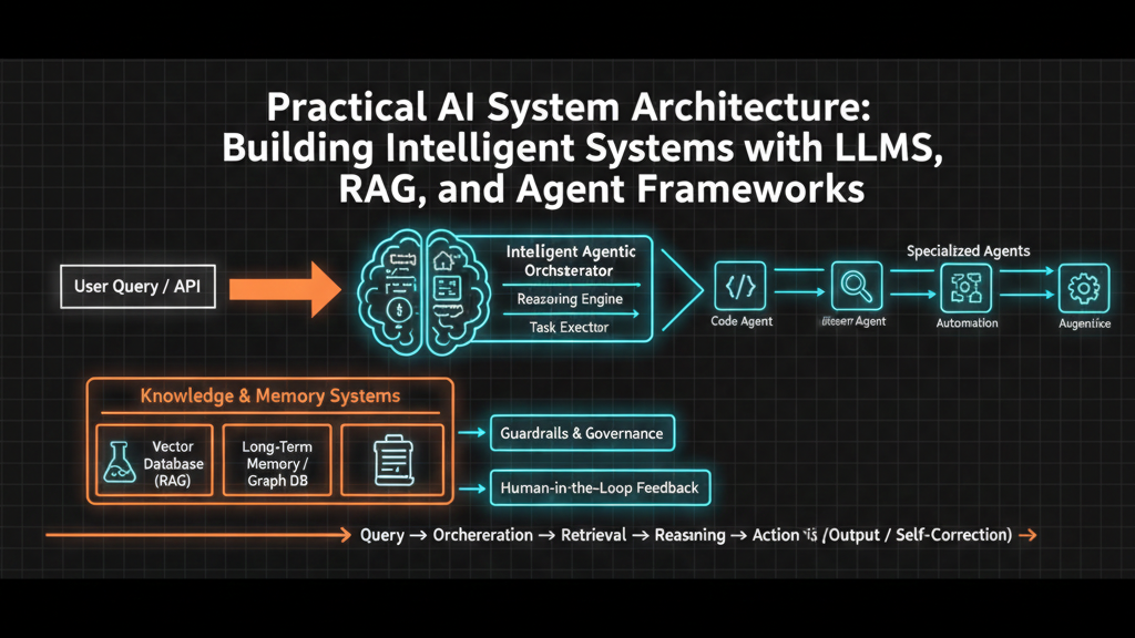Educational content image for Practical AI System Architecture: Building Intelligent Systems with LLMs, RAG, and Agent Frameworks