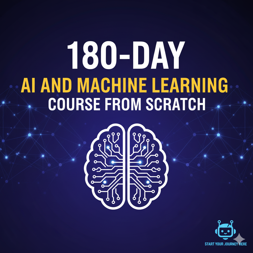Educational content image for 180-Day AI and Machine Learning Course from Scratch