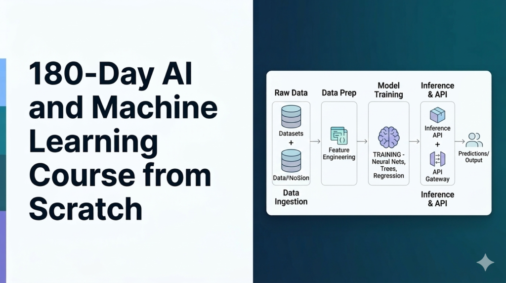 Educational content image for 180-Day AI and Machine Learning Course from Scratch