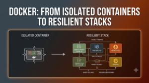 Educational content image for Docker: From Isolated Containers to Resilient Stacks